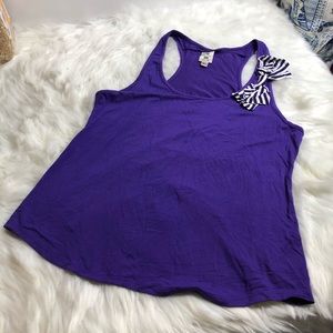 NWOT Meesh & Mia Tank; Purple & white Bow Junior size XXL